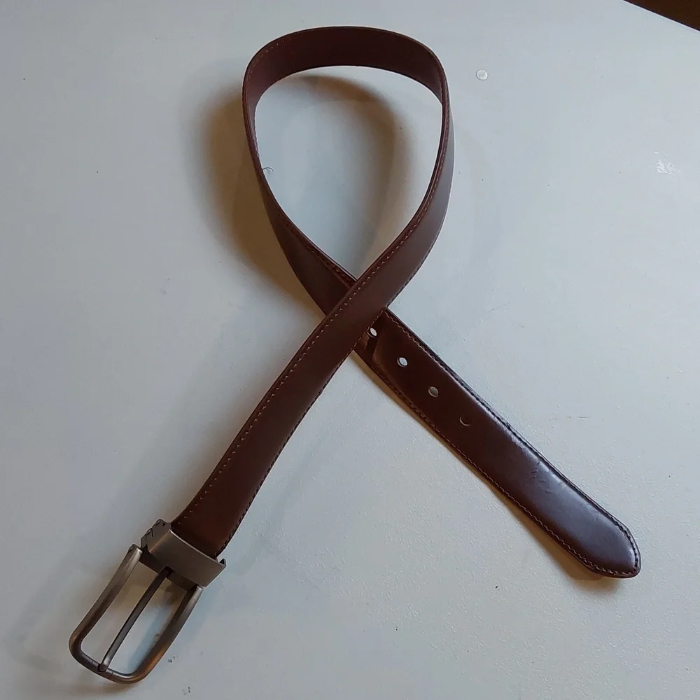 Bulliant Classic Brown Leather Kids Belt with Brushed Metal Buckle Sz.28